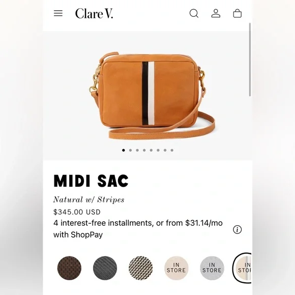 Clare V. MIDI SAC natural with stripes + strap - Picture 10 of 11